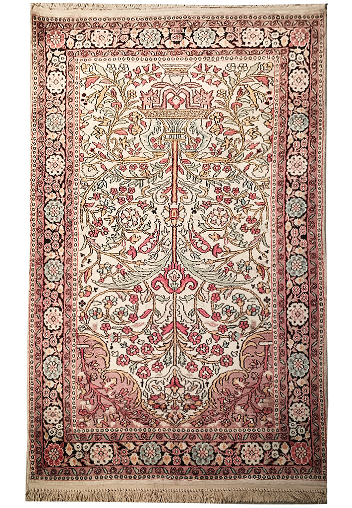 3X5 Tabriz Silk rug Nain, Kashmir Silk Rug