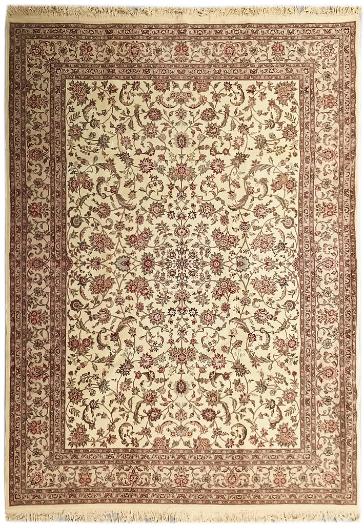 8' x 12' Tabriz Wool And Silk Handmade Rug Fancy Carpet #F-6373