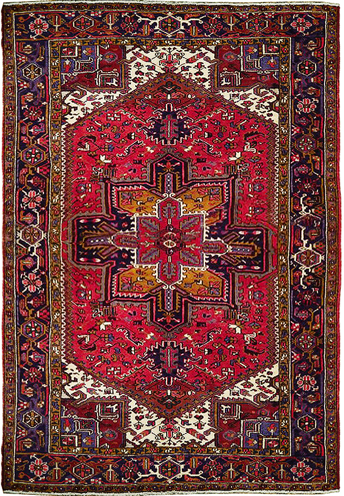 8x11 Rug, Old Persian Rug, Red Color Persian Tabriz Rug