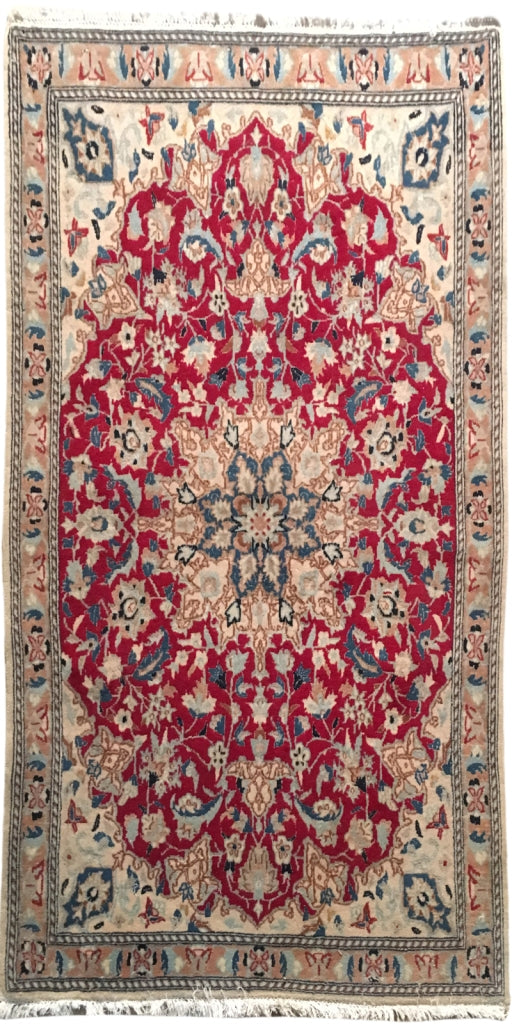 3 x 4 Persian Nain Rug Wool & Silk