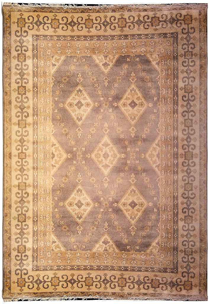 6' x 9' Hand-knotted Chobi Rug Light Gray Blue Geometric Oushak #F-5651