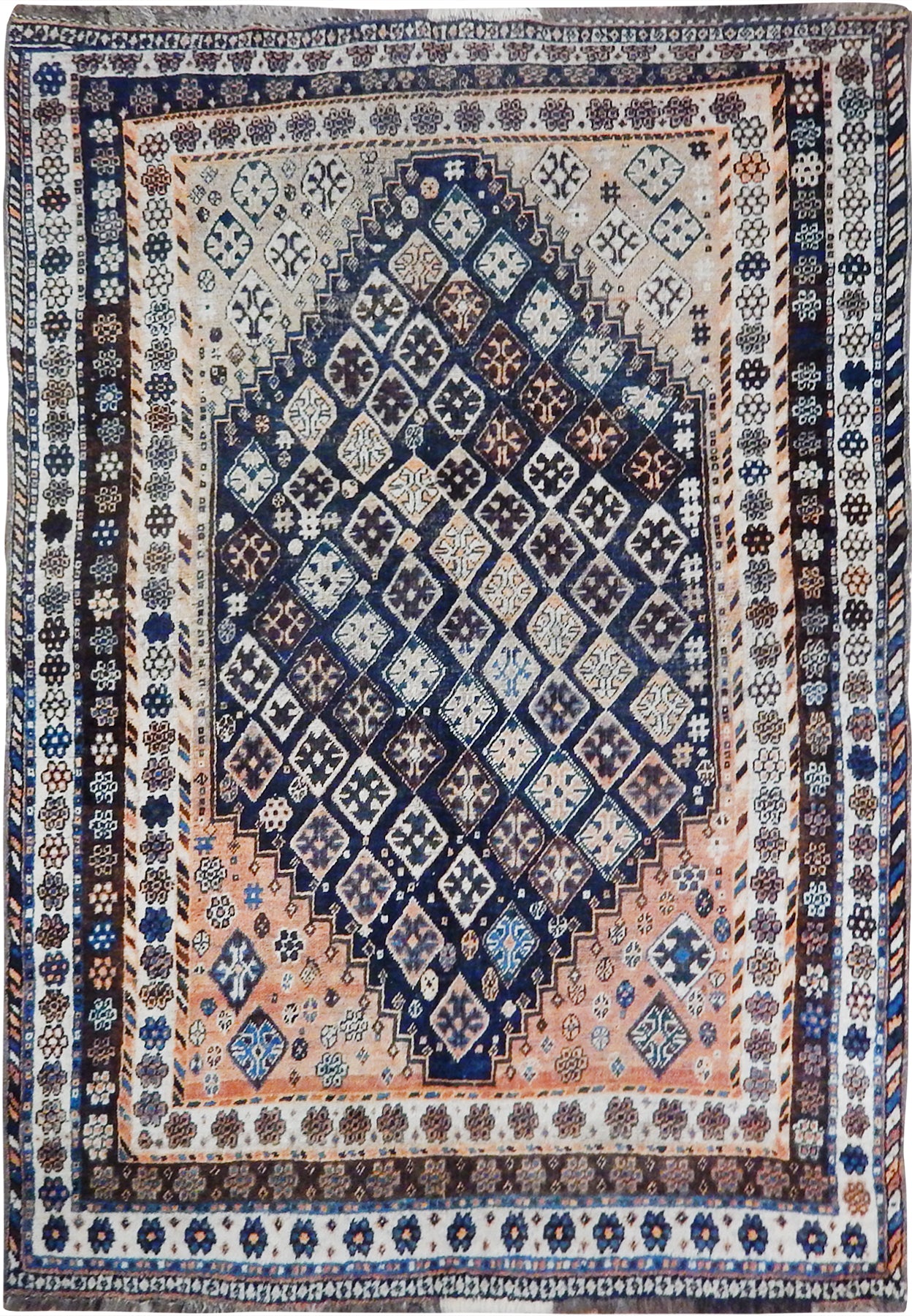 4' x 7' Navy Blue Tribal Persian Shiraz Rug 23515