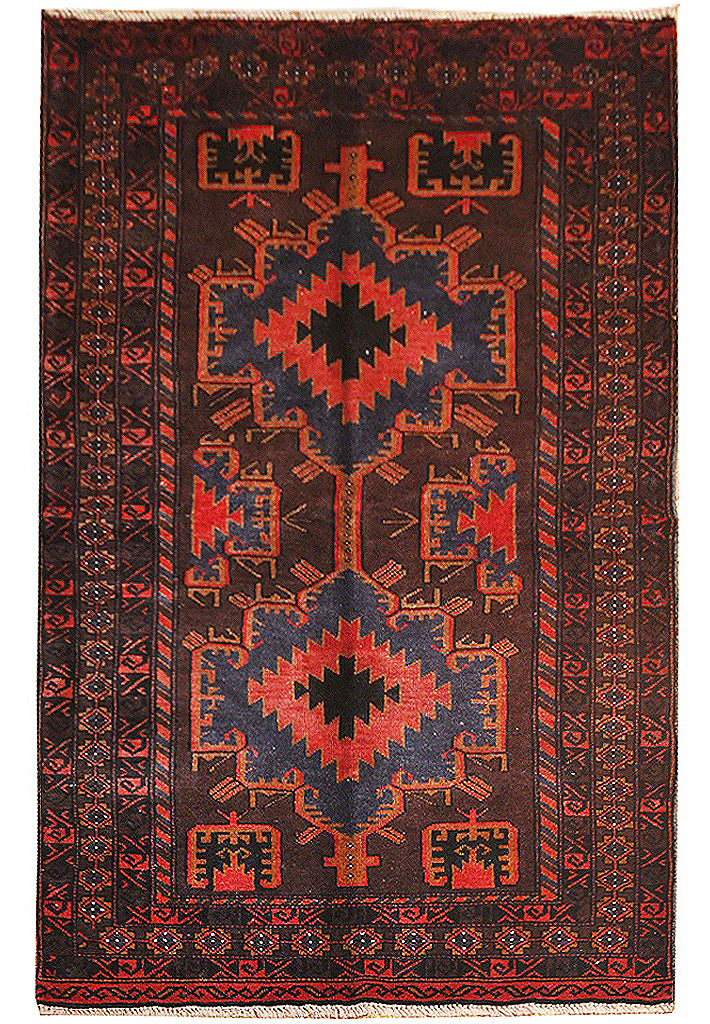 3' x 6' Graphite Black Baluch Rug 24414