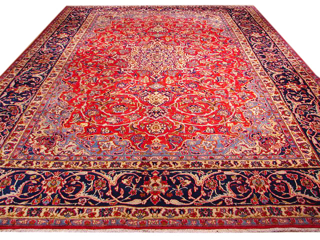 10x15 Red Isfahan Hand Knotted Persian Wool Rug 