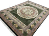 Load image into Gallery viewer, 9.2 x 12.5 High Quality French Aubusson Savanerie Wool Rug 200 KPSI BLACK GREEN #F-6404