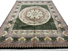 Load image into Gallery viewer, 9.2 x 12.5 High Quality French Aubusson Savanerie Wool Rug 200 KPSI BLACK GREEN #F-6404