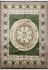 Load image into Gallery viewer, 9.2 x 12.5 High Quality French Aubusson Savanerie Wool Rug 200 KPSI BLACK GREEN #F-6404