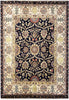 Load image into Gallery viewer, 8 x 10 BLACK Agra Rug William Morris Natural Wool #F-6442