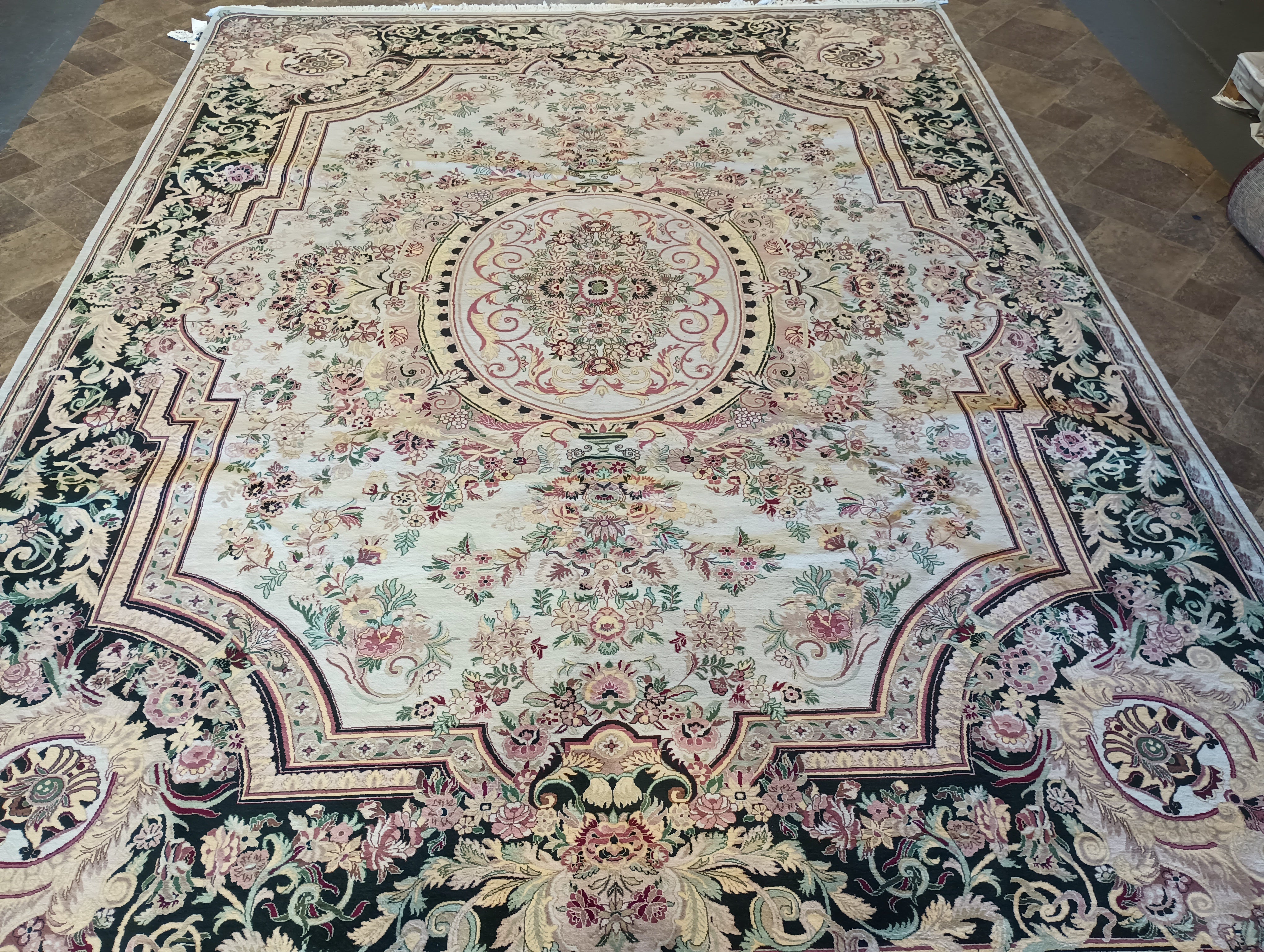 Handmade One-of-a-Kind Sino Aubusson Flatweave Wool Rug - 12' x 18'2