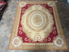 Load image into Gallery viewer, 8.1 x 10.1 Aubusson Flat Weave Burgundy Gold Ivory #F-7001