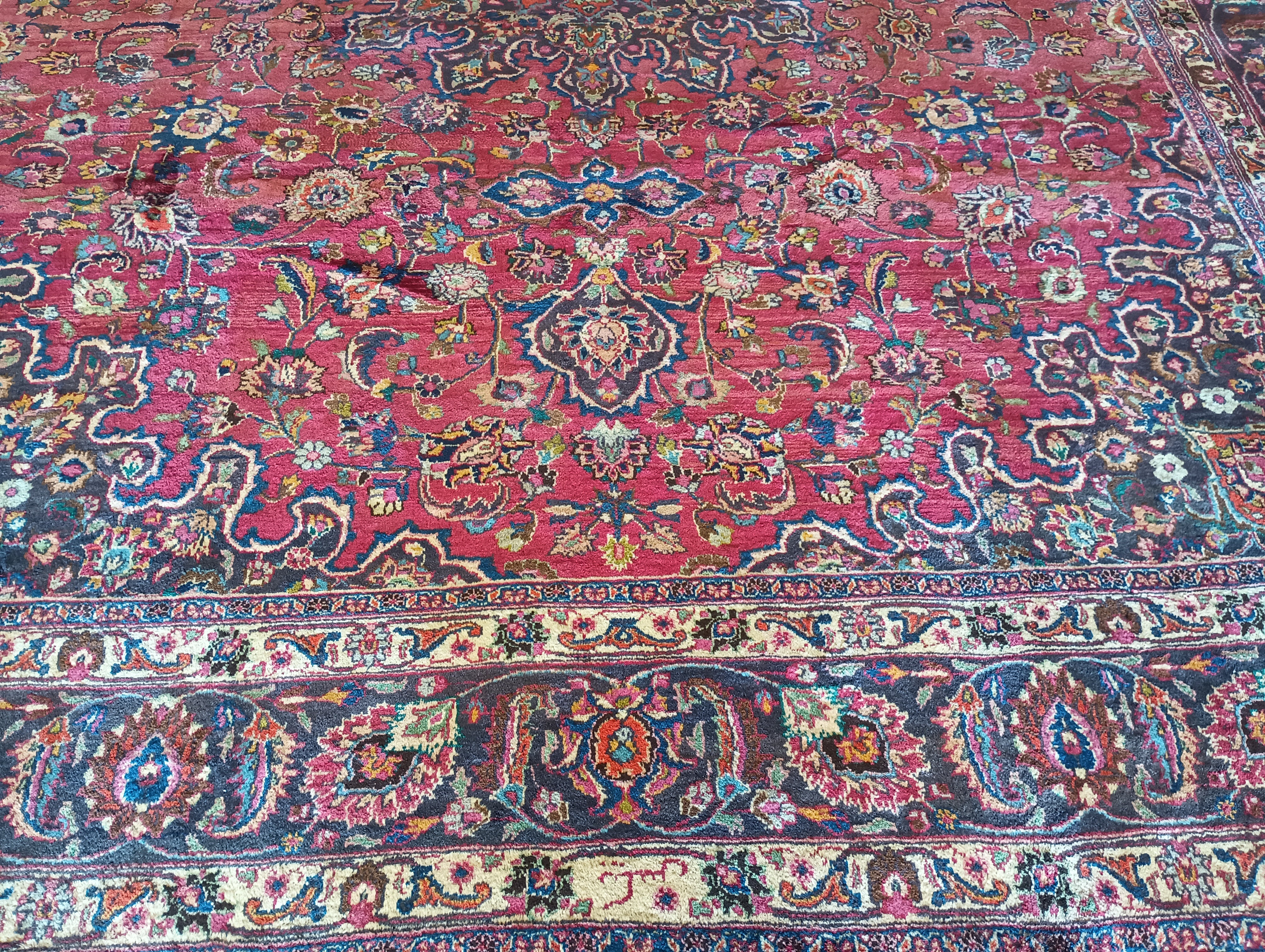 10' x 12' SIGNED Persian Mashad Traditional Rich Red Blue Rug #F-6156