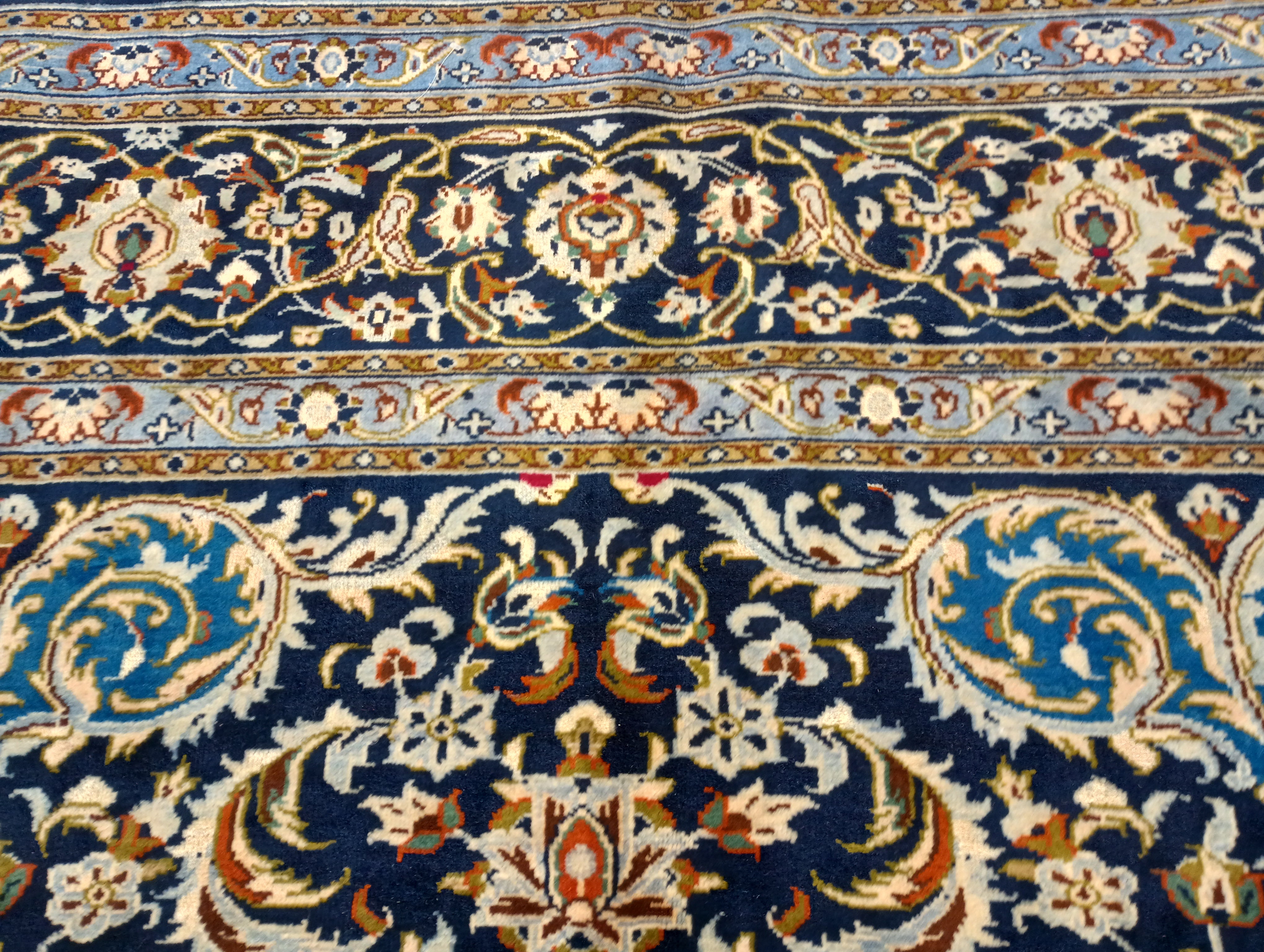 2.5'x4' Blue Kashan Silk Rug Oriental Carpet MedallionDesign Navy