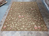 Load image into Gallery viewer, 9.3 x 12.5 BROWN Flat Weave French Aubusson Rug #F-6318