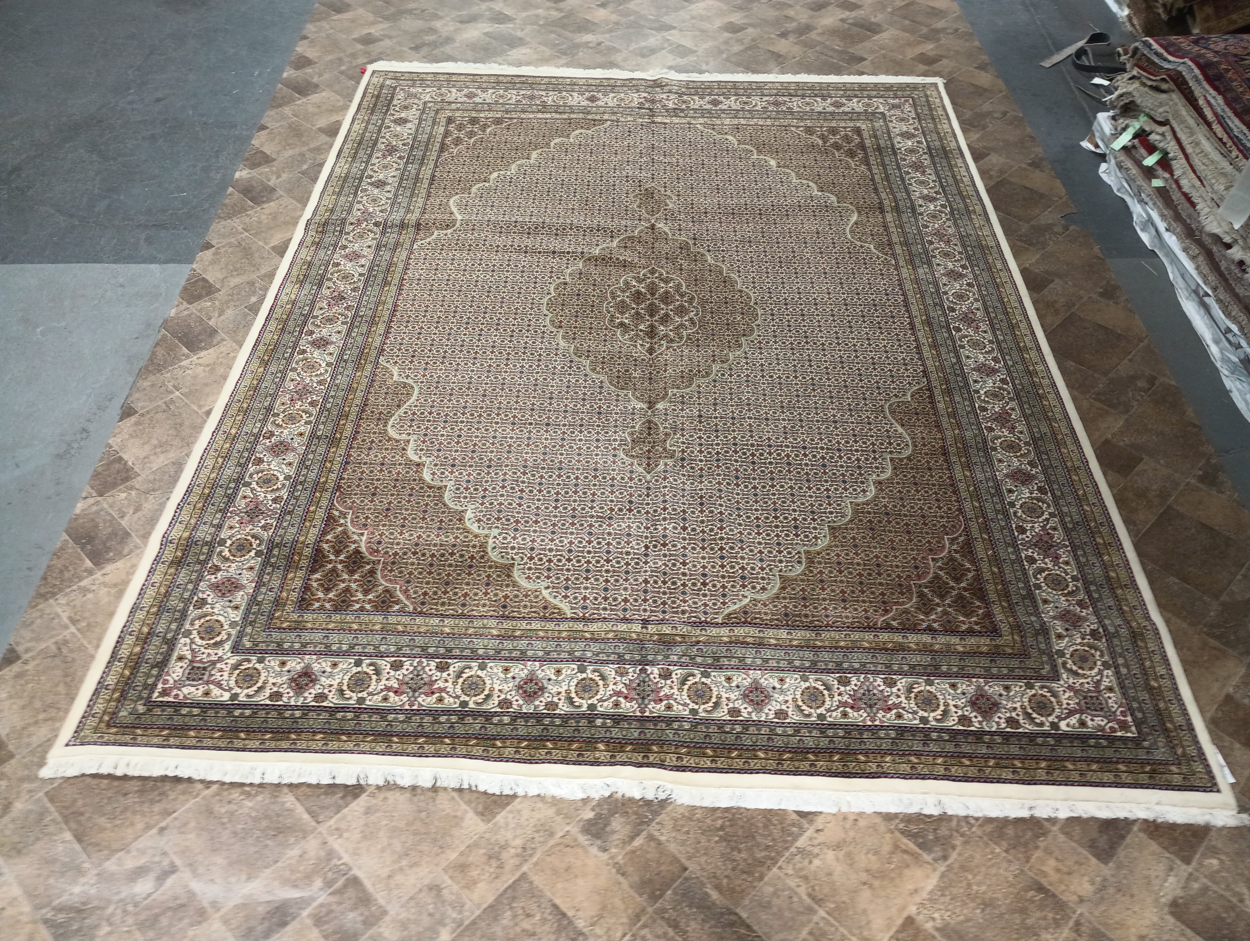 13' x 20' Tabriz Mahi Wool and Silk Quality rug IVORY #F-6335