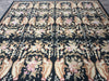 Load image into Gallery viewer, 8 x 10 French Aubusson Rug Flat Weave BLACK #F-6344