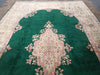 Load image into Gallery viewer, 9.10 x 17.0 Authentic Persian Kerman Rug Emerald GREEN #F-6349