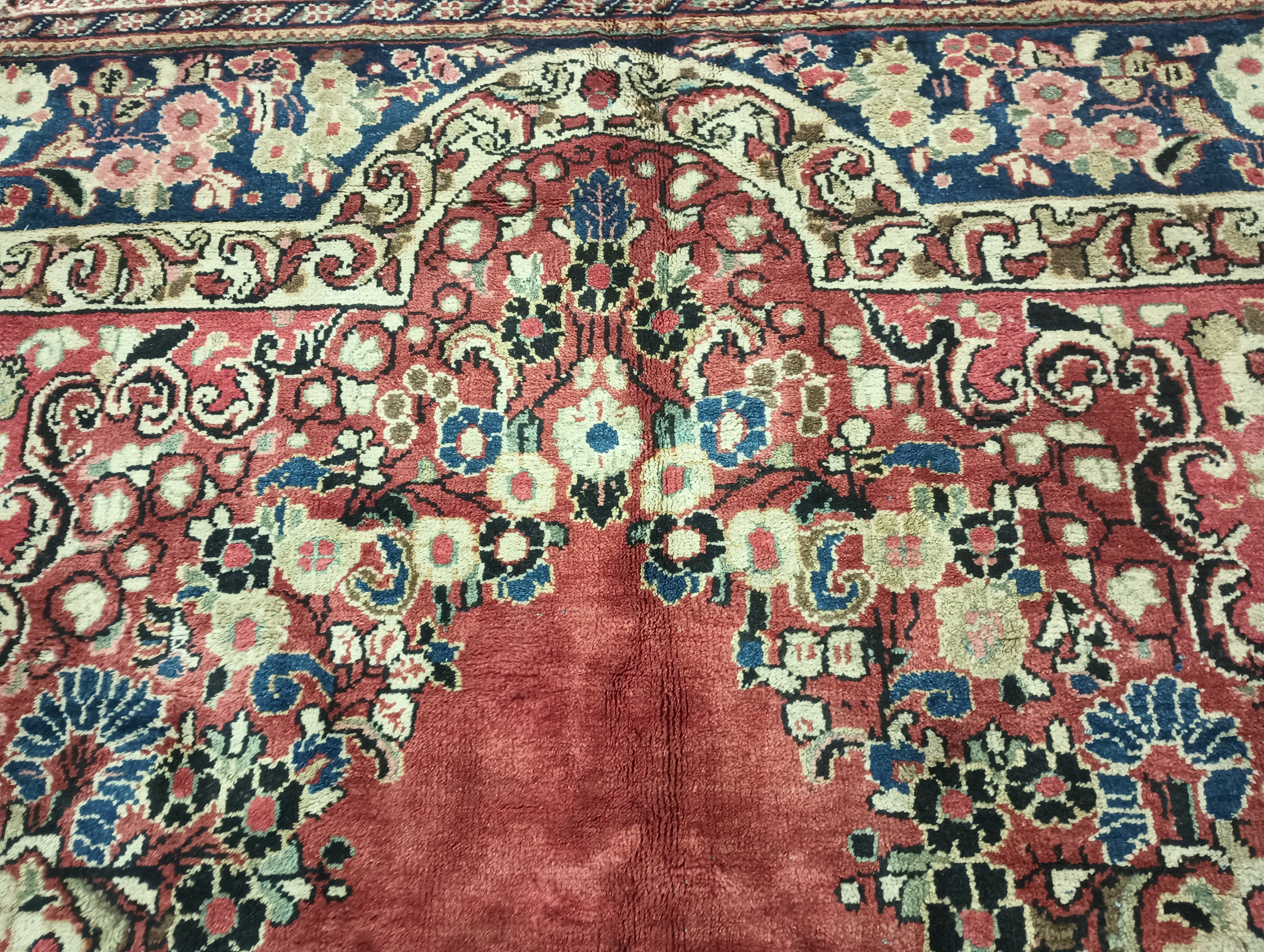 Large 11' x 18' Antique Persian Sarouk Open Field Kerman Rug #F-6354