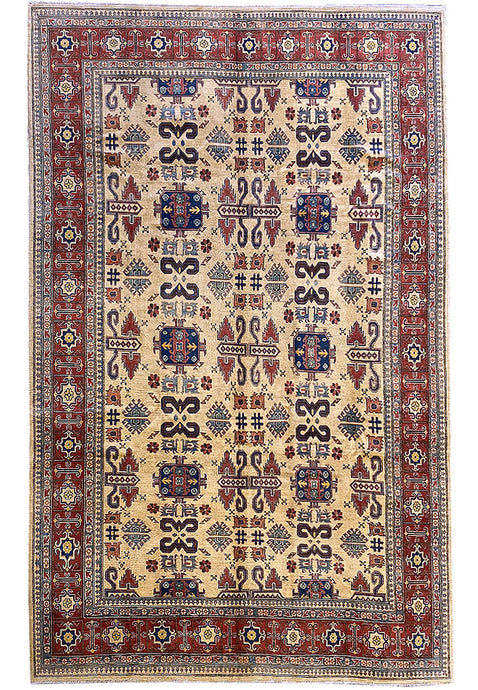 8' x 14' Afghan-Handmade-Wool-Kazak-Rug.jpg