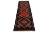 Load image into Gallery viewer, 2.4 x 7.1 Runner Afghan Wool Handmade Tribal BLACK Rug #P1001