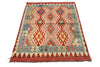 Load image into Gallery viewer, 4.7 x 6 Multi Color Flat Weave Wool Vegetable Kilim Handmade Rug #P1023