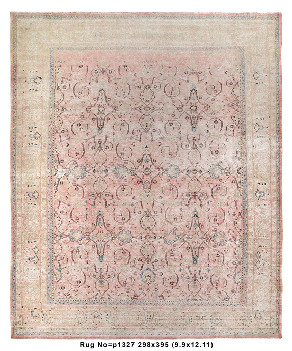 10' x 13' Vintage-Persian-Low-Pile-Faded-Pink-Tabriz-Rug.jpg