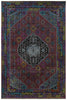 Load image into Gallery viewer, 6.3 x 9.4 LOVELY COLORS Purple Blue Vintage Hand-knotted Persian Rug Overdyed Pre-Owned PK122