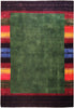 Load image into Gallery viewer, 8 x 10 GREEN GABBEH RUG Handmade Wool Carpet RAINBOW BORDER #5402