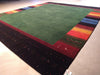 Load image into Gallery viewer, 8 x 10 GREEN GABBEH RUG Handmade Wool Carpet RAINBOW BORDER #5402