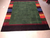 Load image into Gallery viewer, 8 x 10 GREEN GABBEH RUG Handmade Wool Carpet RAINBOW BORDER #5402