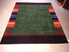 Load image into Gallery viewer, 8 x 10 GREEN GABBEH RUG Handmade Wool Carpet RAINBOW BORDER #5402