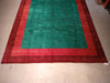 Load image into Gallery viewer, 9 x 12 SALE Handmade Wool GREEN Contemporary Gabbeh rug #5464