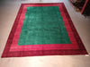 Load image into Gallery viewer, 9 x 12 SALE Handmade Wool GREEN Contemporary Gabbeh rug #5464