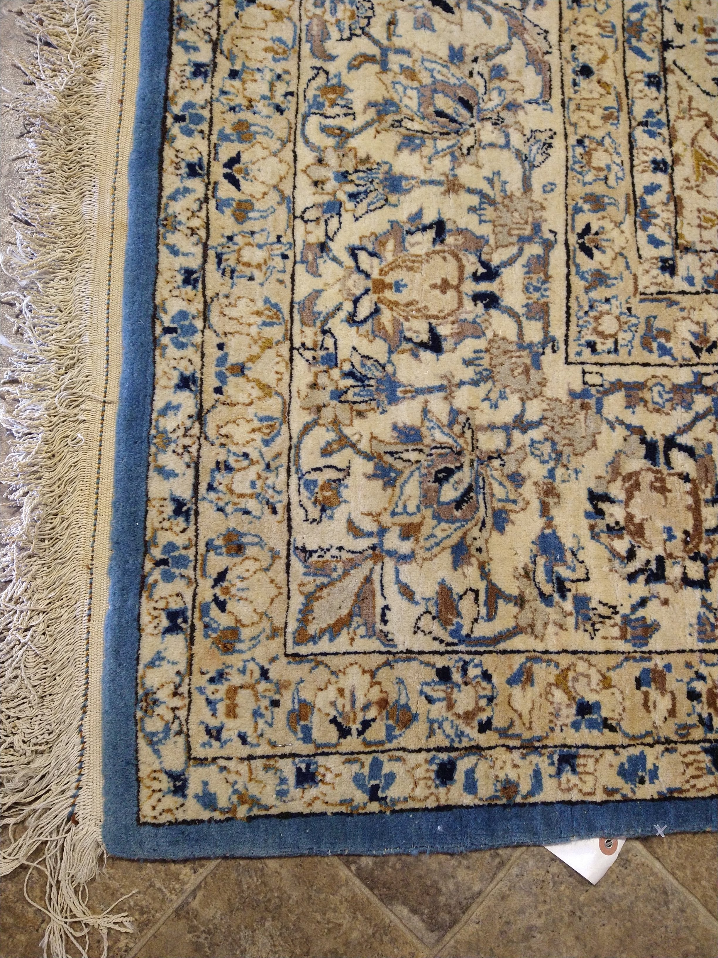 3x5 Blue Nain Wool & Silk Hand Knotted Persian Rug 