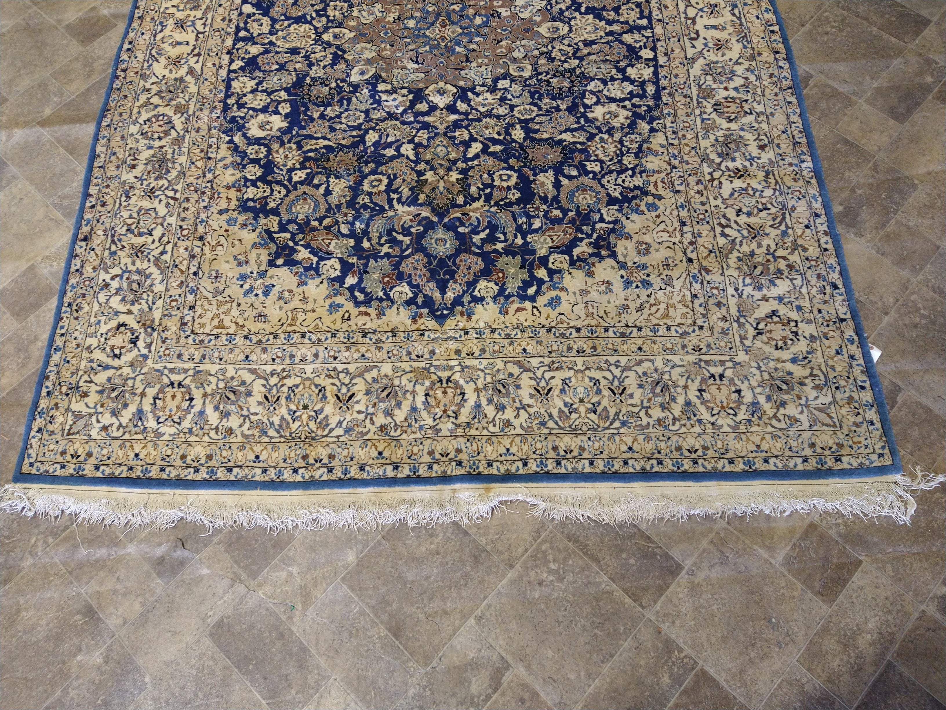 Persian Nain Blue Rectangle 3x4 ft Wool and Silk Carpet 74801
