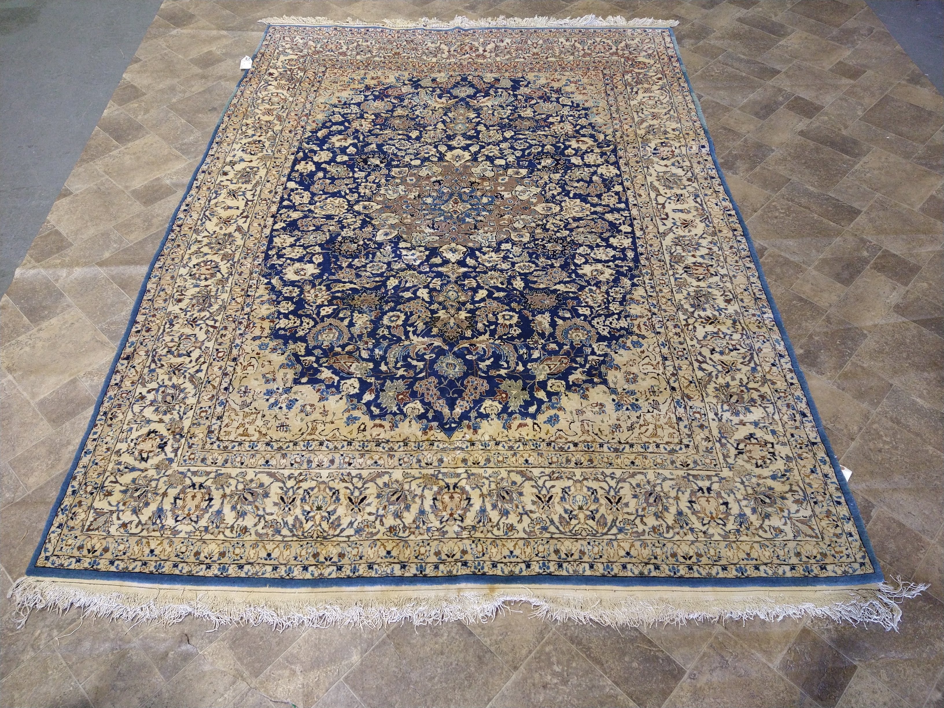 Persian Nain Blue Rectangle 3x4 ft Wool and Silk Carpet 74801