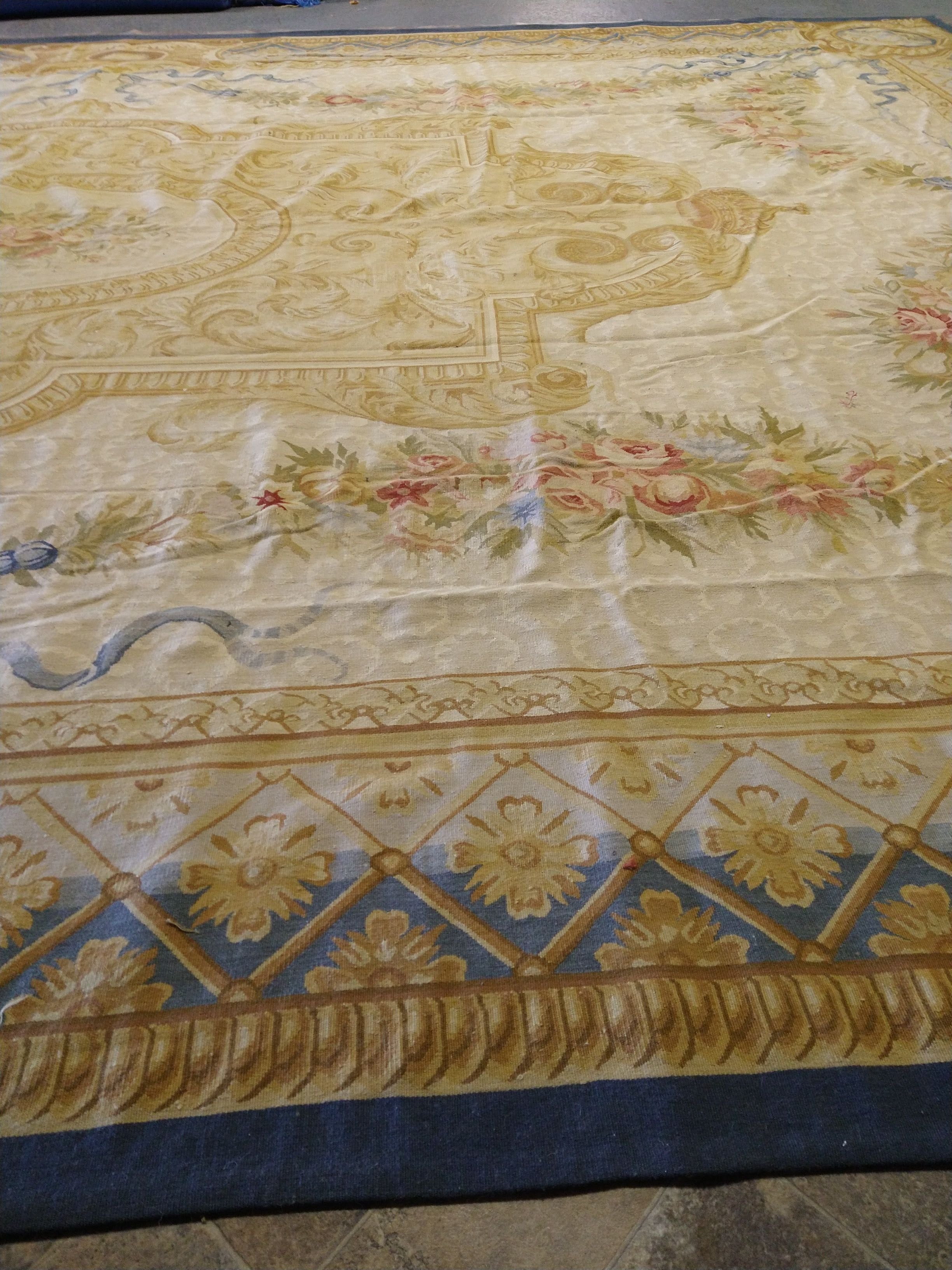 Handmade One-of-a-Kind Sino Aubusson Flatweave Wool Rug - 12' x 18'2