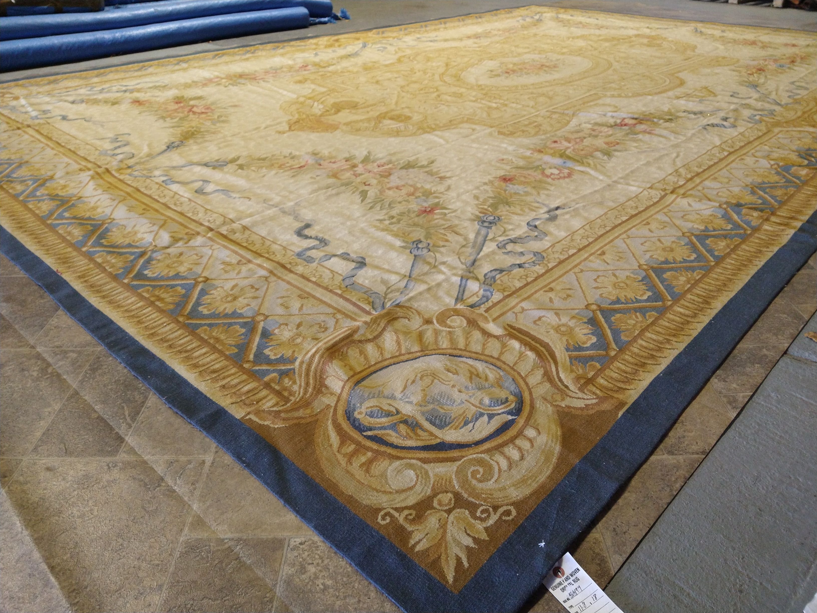 Handmade One-of-a-Kind Sino Aubusson Flatweave Wool Rug - 12' x 18'2