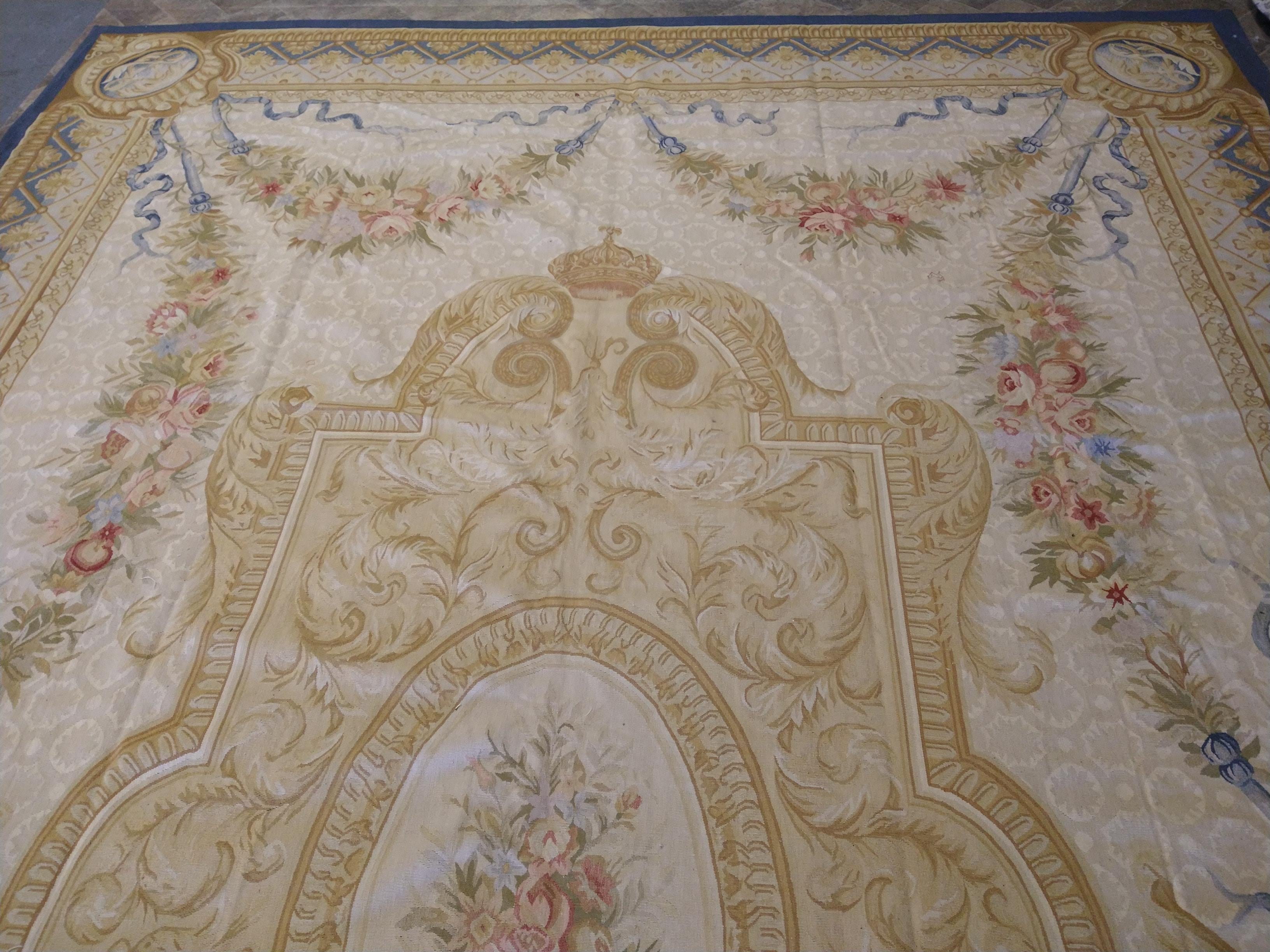 Handmade One-of-a-Kind Sino Aubusson Flatweave Wool Rug - 12' x 18'2