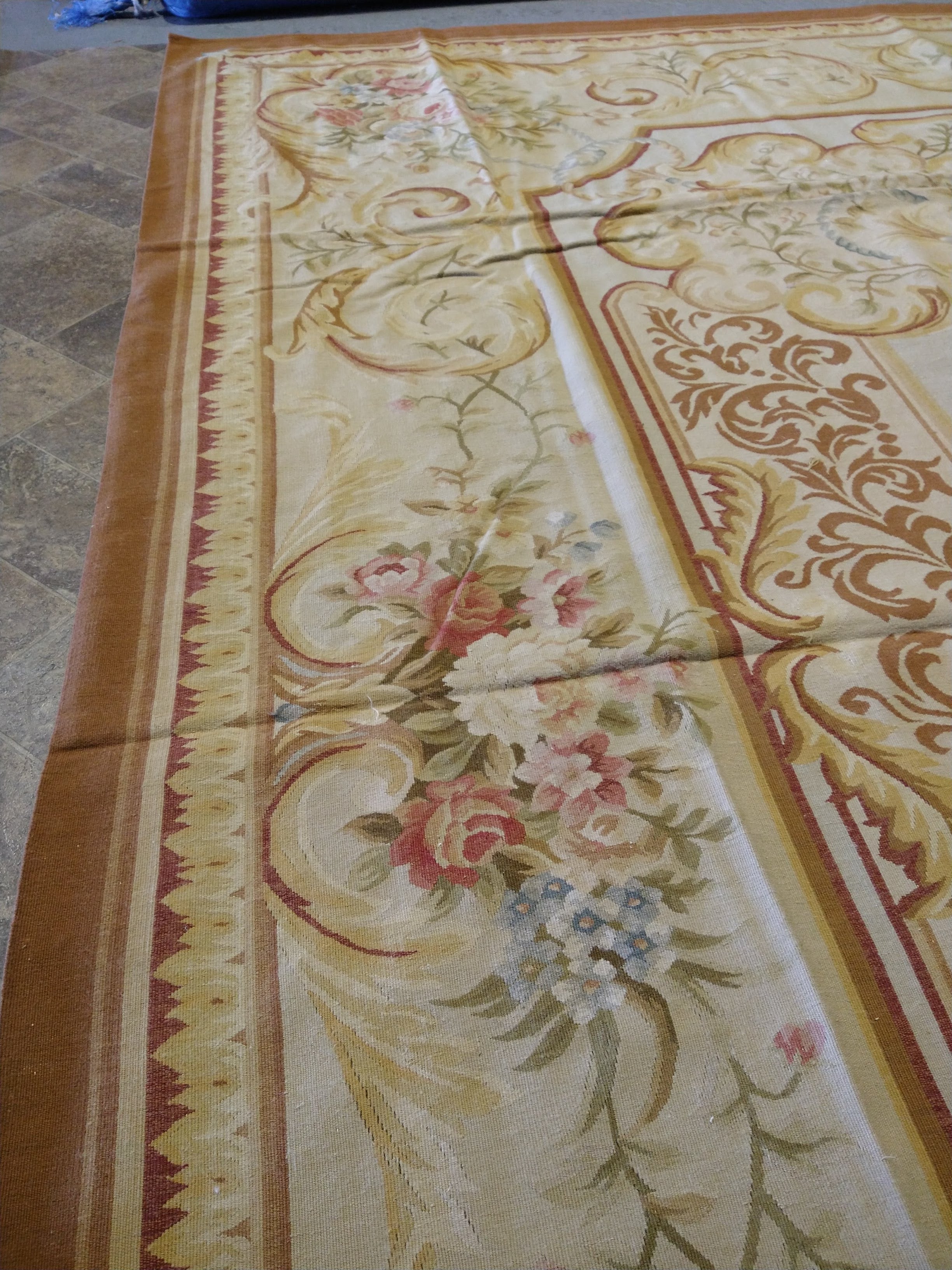 Handmade One-of-a-Kind Sino Aubusson Flatweave Wool Rug - 12' x 18'2