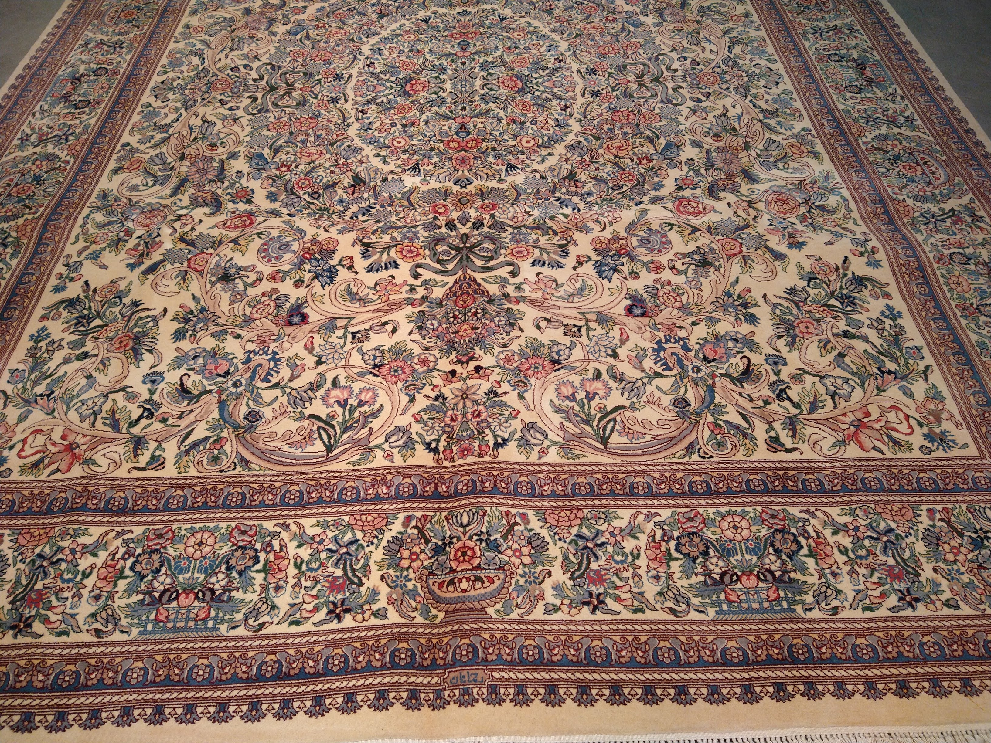 9' x 12' QUALITY HAND_KNOTTED RUG FRENCH AUBUSSON IVORY #F-5598