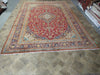 Load image into Gallery viewer, 9.6 x 13.10 Persian Red Blue traditional Kashan Rug - Pre Owned #F-5625