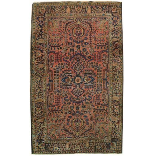 4x7 Authentic Handmade Antique Persian Sarouk Rug - Iran - bestrugplace