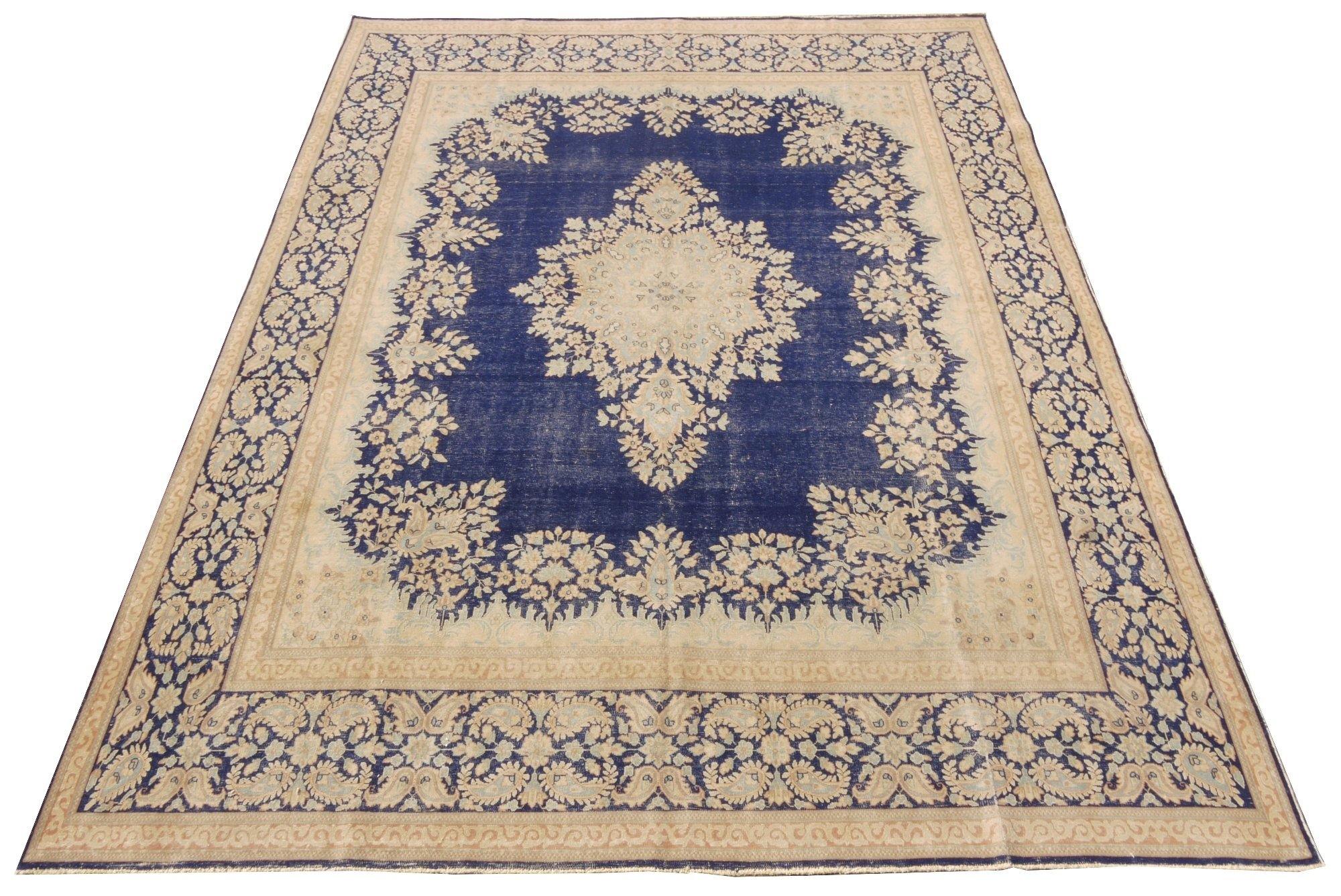 10' x 13' Blue Hand-knotted Vintage Area Rug 26926